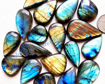 PEAR SHAPE Labradorite, Wholesale Lot AAA+ Blue and Multi Both Fire Labradorite Cabochon Loose Gemstone For Jewelry Making