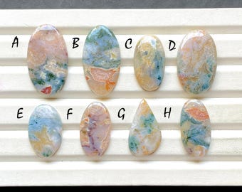 New Indonesian Moss Agate Cabochon Loose Gemstone For Jewelry Making, AAA+ Natural Moss Agate Cabochon For Handmade Jewelry - 31898-31905