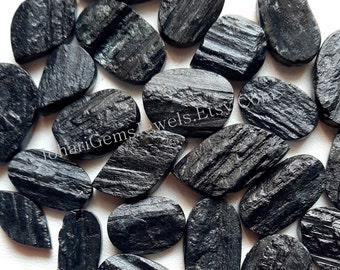 Black Tourmaline Druzy Cabochon Wholesale Lot By Weight With Different Shapes And Sizes Used For Jewelry Making