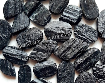 Black Tourmaline Druzy Cabochon Wholesale Lot By Weight With Different Shapes And Sizes Used For Jewelry Making