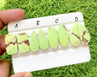 Imperial Desert Lime Turquoise Pair For Jewelry Making, Rare Matrix Turquoise Pair, High End Matching Gemstones For Earrings - 37307-37310