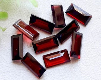 Natural Garnet Faceted Rectangle 6X12 MM Gemstone 10 Pieces Lot, Natural AAA+ Garnet Gemstone With Pointed Back For Handmade Jewelry