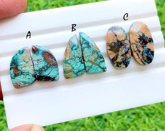 NEW Shattuckite Pair Cabochon Loose Gemstone For Jewelry Making, AAA+ Natural Shattuckite Matching Pair Cabochon For Earrings - 40113-40115