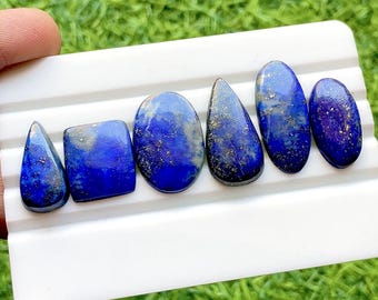 Lapis Lazuli Cabochon 6 Pieces Loose Gemstone Lot | Size : 26-17 MM | AAA+ Natural Lapis Lazuli Cabochon For Handmade Jewelry - 34394