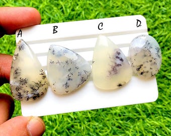 Flawless Dendritic Opal Cabochon Loose Gemstone For Jewelry Making, Dendritic Opal Gemstone For Handamde Jewelry And Wire Wrap - 34716-34719