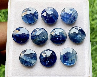 Blue Kyanite Rose Cut Round Flat Back Gemstone 5 Pieces Lot | Size : 12 MM | AAA+ Natural Blue Kyanite Gemstone For Handmade Jewelry