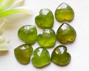 VESUVIANITE Rose Cut Heart Shape Flat Back Gemstone 10 Pieces Lot | Size : 10 MM | Natural Vesuvianite Used For Jewelry Making