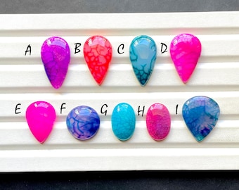 New Colorful Spiderweb Agate Cabochon Loose Gemstone For Jewelry Making, AAA+ Colorful Spiderweb Agate Gemstone For Wire Wrap - 29868-29876