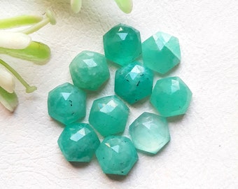 Amazonite Rose Cut 8 MM Hexagon With Flat Back Gemstone 10 Pieces Lot For Jewelry Making, AAA+ Natural Amazonite For Handmade Jewelry