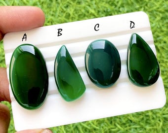 Emerald Forest Chalcedony Cabochon For Wire Wrap, Deep Green Agate Cabochons, Smooth Polished Loose Gemstone for Jewelry Making -35672-35675