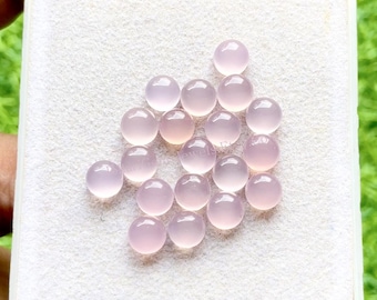 Lavender Color Chalcedony 6 MM Round Shape Smooth Cabochon Gemstone 15 Pieces Lot, AAA+ Natural Chalcedony With Flat Back For Jewelry Making