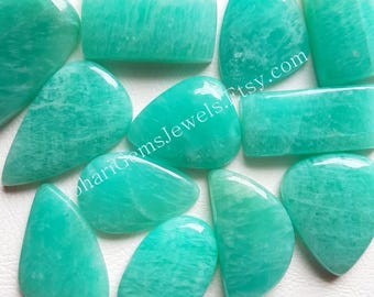 Green Amazonite Cabochon Wholesale Lot By Weight With Different Shapes And Sizes Used For Jewelry Making