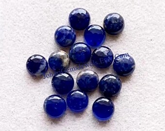SODALITE 6 MM Round Shape Smooth Cabochon Gemstone 15 Pieces Lot, AAA+ Natural Sodalite Round With Flat Back For Handmade Jewelry