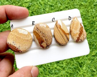 PICTURE JASPER Cabochon Loose Gemstone For Jewelry Making, AAA+ Natural Picture Jasper For Handmade Jewelry And Wire Wrap - 36993-36996