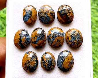 PIETERSITE Rose Cut Slice With Flat Back Gemstone 10 Pieces Lot | Size : 9-14 MM | AAA+ Natural Pietersite Used For Jewelry Making