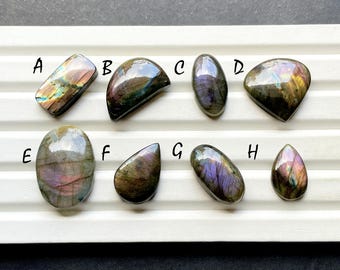 Natural Purple Labradorite Cabochon Loose Gemstone, AAA+ Natural Purple Labradorite Cabochon For Handmade Jewelry and Wire Wrap- 29114-29121