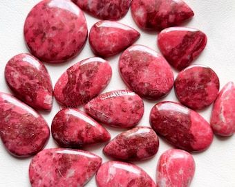 NEW THULITE Cabochon Wholesale Lot, AAA+ Natural Thulite By Weight With Different Shapes And Sizes For Jewelry Making