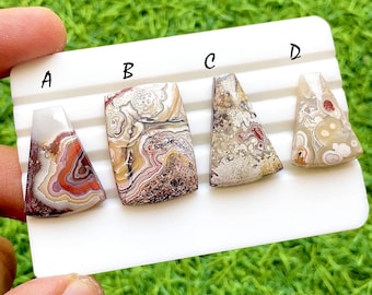 New Fordite Crazy Lace Agate Cabochon Set For Wire Wrap, Natural Fordite Crazy Lace Pattern Gemstone, Jewelry Making Supply - 38149-38152