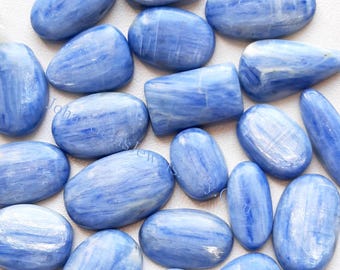 Natural Blue Kyanite Cabochon Wholesale Lot, AAA+ Blue Kyanite Cabochon By Weight With Different Shapes And Sizes For Jewelry Making
