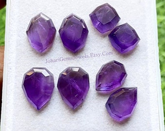 Amethyst Fancy Shape Pair With Flat Back Gemstone 4 Pairs Lot | Size : 10-16 MM | AAA+ Natural Amethyst Used For Jewelry Making