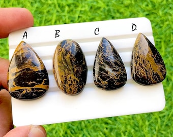 NEW Copper Gold Obsidian Cabochon Loose Gemstone For Jewelry Making, AAA+ Natural Copper Gold Obsidian Cabochon For Wire Wrap - 34972-34975