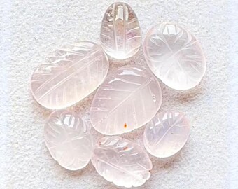 Rose Quartz Mughal Carved Cabochon Loose Gemstone For Jewelry Making | Size : 16-12 MM | Natural Rose Quartz Carving For Wire Wrap - 24988