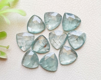Aqua Kyanite Rosecut Trillion Gemstone 10 Pieces Lot | Size : 10 MM | AAA+ Natural Aqua Kyanite With Flat Back For Handmade Jewelry