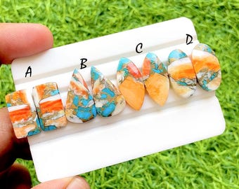 NEW Oyster Copper Turquoise Pair Loose Gemstone For Jewelry Making, AAA+ Oyster Copper Turquoise Matching Pair For Earring - 36348-36351