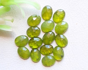 VESUVIANITE Rose Cut Oval Flat Back Gemstone 15 Pieces Lot | Size : 6x8 MM | AAA+ Vesuvianite Gemstone For Jewelry Making