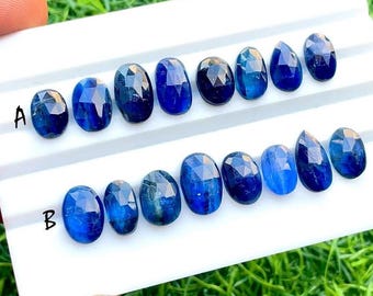 Deep Blue Kyanite Rosecut Gemstone With Flat Back 8 Pieces Lot For Jewelry Making, AAA+ Natural Blue Kyanite Gemstone Lot - 26643-26644