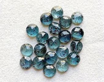 6 MM 20 Pcs Teal Moss Kyanite Round Rosecut Flat Back Gemstone Lot, AAA+ Teal Moss Kyanite Gemstone For Handmade Jewelry Making