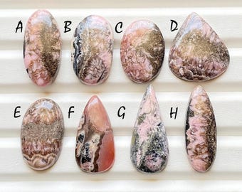 Beautiful Rare Pattern Rhodochrosite Cabochon Loose Gemstone For Jewelry Making, AAA+ Natural Rhodochrosite For Wire Wrap - 24364-24371