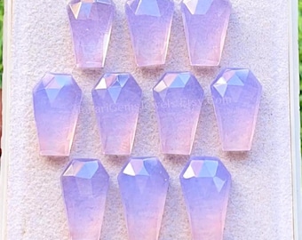 Lavender Quartz 10X16 MM Rose Cut Coffin Shape With Flat Back Gemstone 10 Pieces Lot, AAA+ Natural Lavender Quartz Used For Jewelry Making