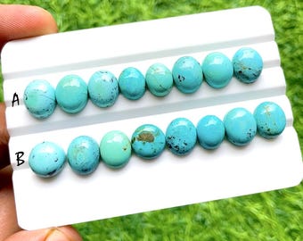 Natural Arizona Turquoise Cabochon Gemstone With Flat Back 8 Pieces Lot For Jewelry Making, Arizona Turquoise Gemstone Lot - 27409-27410