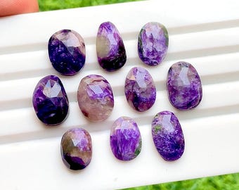 Charoite Rosecut Free Form Gemstone Slice 10 Pieces Lot, AAA+ Natural Charoite Gemstone With Flat Back Used For Jewelry Making