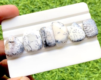 Dendritic Opal Cabochon Loose Gemstone 6 Pieces Lot | Size : 23-17 MM | AAA+ Natural Dendritic Opal For Handmade Jewelry - 33425