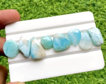 Selected LARIMAR Cabochon Loose Gemstone 8 Pieces Lot For Jewelry Making, Size : 20-12 MM, AAA+ Larimar Cabochon For Handmade Jewelry  30327