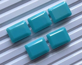 Turquoise Faceted Rectangle Shape Gemstone 5 Pieces Lot | Size : 10x13 MM | AAA+ Turquoise Faceted Rectangle Used For Handmade Jewelry