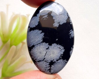 Snowflake Obsidian Cabochon Loose Gemstone For Jewelry Making, AAA+ Natural Snowflake Obsidian Gemstone Cabochon For Wire Wrap - 25728-25731