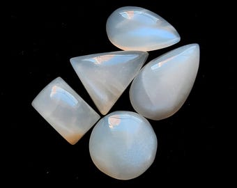 Belomorite Sunstone Cabochon Loose Gemstone, 5 Pcs Lot | Size : 21-15 MM | Belomorite Cabochon For Handmade Jewelry Making - 21126