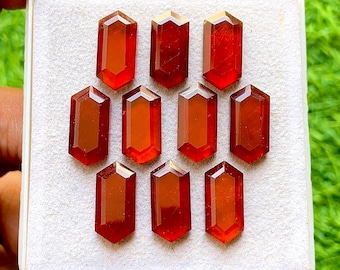 Hessonite Garnet 8X16 MM Step Cut Fancy Marquise With Flat Back 10 Pieces Lot, Natural Flawless Hessonite Garnet Gemstone For Jewelry Making