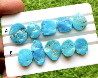 Natural Arizona Turquoise Polished Rough Slices Loose Gemstone 5 Pieces Lot, AAA+ Natural Turquoise For Jewelry Making - 30964-30965