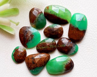 Bio-Chrysoprase Rose Cut Loose Gemstone 10 Pieces Lot | Size : 9-16 MM | AAA+ Natural Bio-Chrysoprase Used For Handmade Jewelry