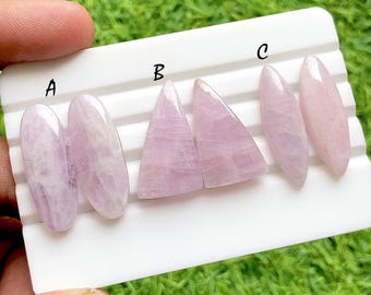 Pink Kunzite Pair Cabochon Loose Gemstone For Jewelry Making, AAA+ Pink Kunzite Pair Cabochon For Handmade Jewelry and Wirewrap- 35908-35910