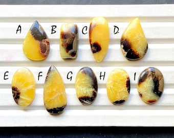 Beautiful Yellow Septarian Cabochon Loose Gemstone For Jewelry Making, AAA+ Natural Yellow Septarian Gemstone For Wire Wrap - 32973-32981