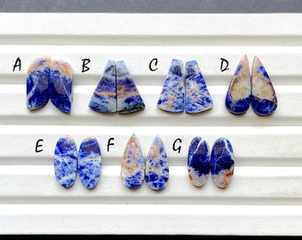 Selected Sodalite Pair Cabochon Loose Gemstone For Jewelry Making , AAA+ Natural Sodalite Pair Cabochon Gemstone For Wire Wrap - 29796-29802