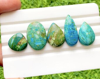 Natural Chilean Opal Cabochon Loose Gemstone 5 Pieces Lot For Jewelry Making | Size : 27-14 MM | AAA+ Chilean Opal Flatback Lot - 36783