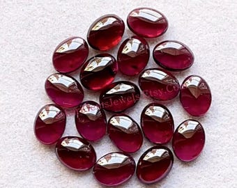 Garnet Calibrated Oval Shape Cabochon With Flat Back 15 Pieces Gemstone Lot | Size : 6X8 MM | AAA+ Natural Garnet Used For Jewelry Making