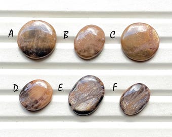 Golden Sheen Moonstone Cabochon Loose Gemstone For Jewelry Making, AAA+ Natural Golden Sheen Moonstone For Wire Wrap - 28974-28979