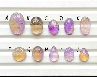 NEW AMETRINE Mughal Carved Cabochon Loose Gemstone For Jewelry Making, AAA+ Natural Ametrine Carving Gemstone For Wire Wrap - 30157-30166